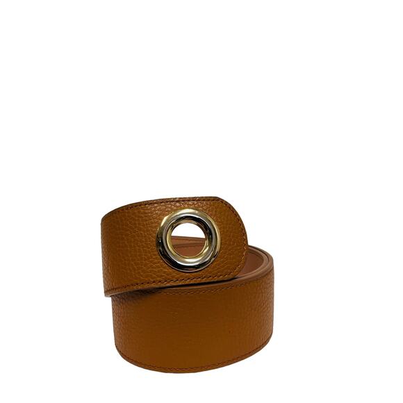 HERMES Brown Kimono Leather Strap Belt Size 80